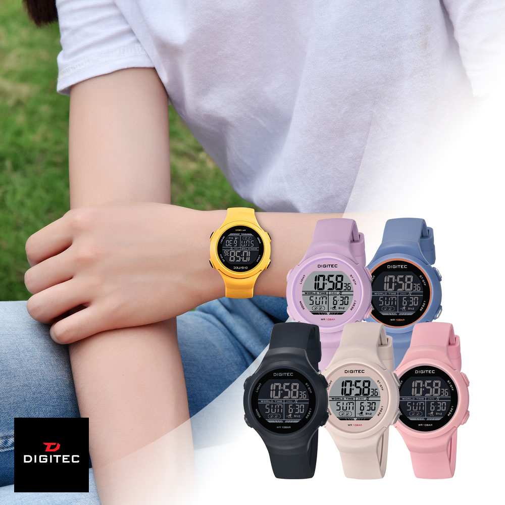 【DIGITEC 數碼科技】BDG-7082T 繽紛顏色百搭文青穿搭電子錶(防水)