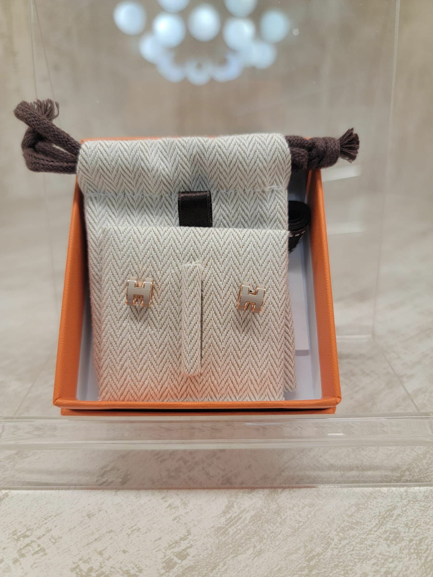 HERMES MINI POP H EARRINGS MARRON GLACE FO 耳環 奶茶 玫瑰金