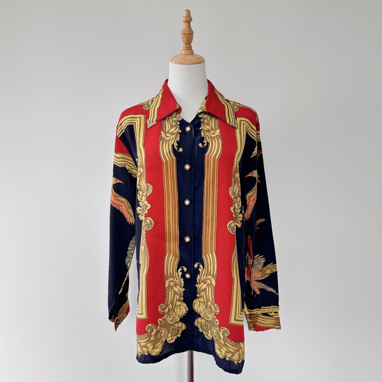 華麗感鮮紅色巴洛克風古着上衣