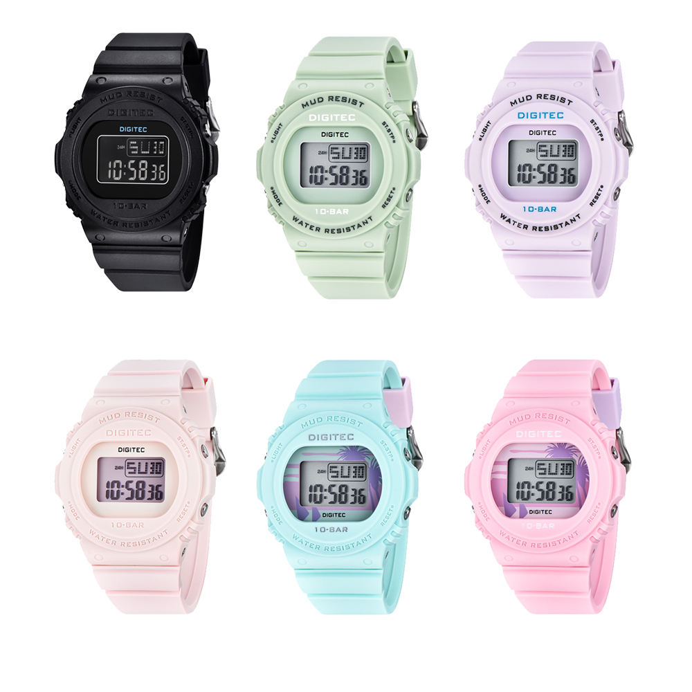 【DIGITEC 數碼科技】 BDG-7110T 時尚經典多功能休閒電子錶 繽紛多色