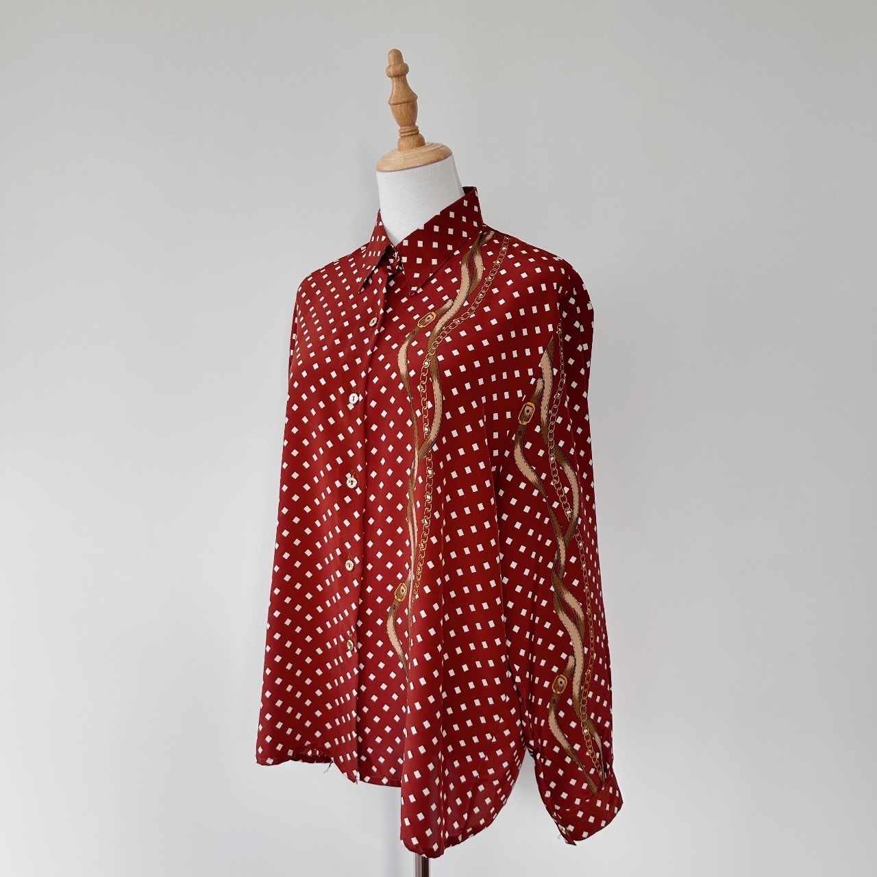 紅白菱形巴洛克古着上衣