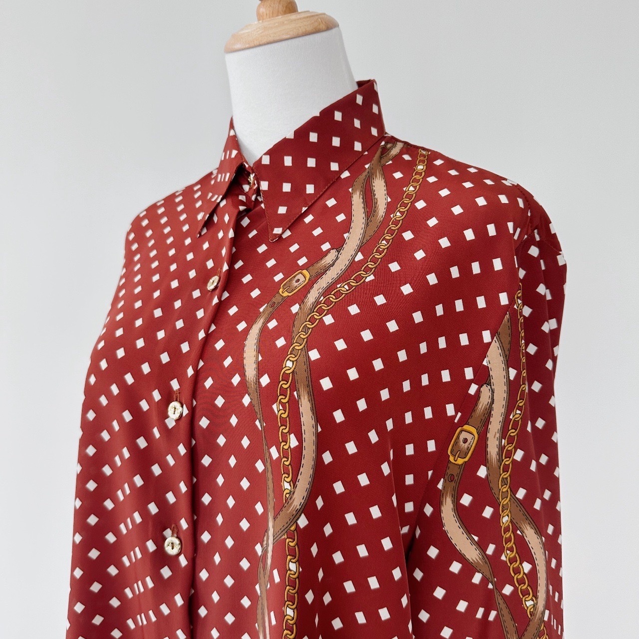 紅白菱形巴洛克古着上衣