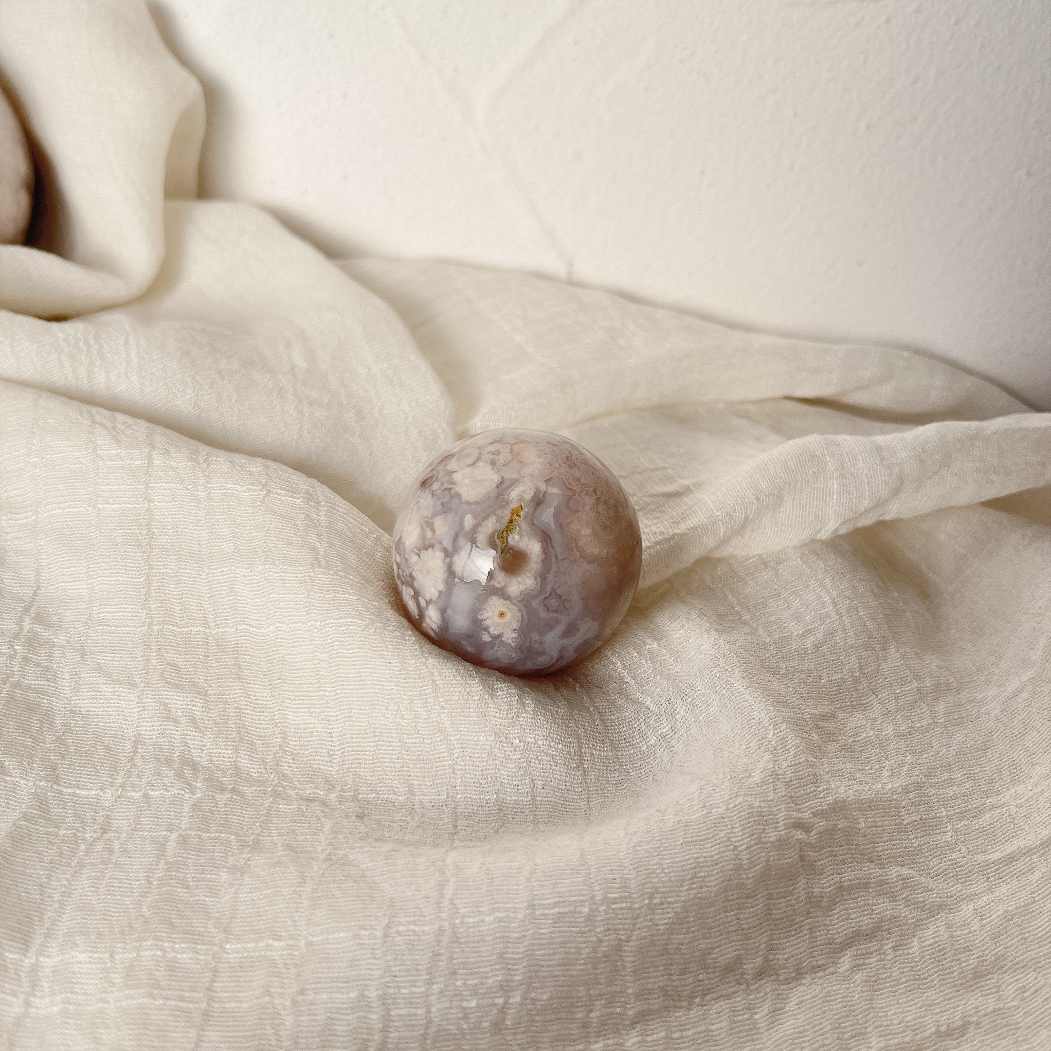 夢幻蕾絲粉紫櫻花瑪瑙球