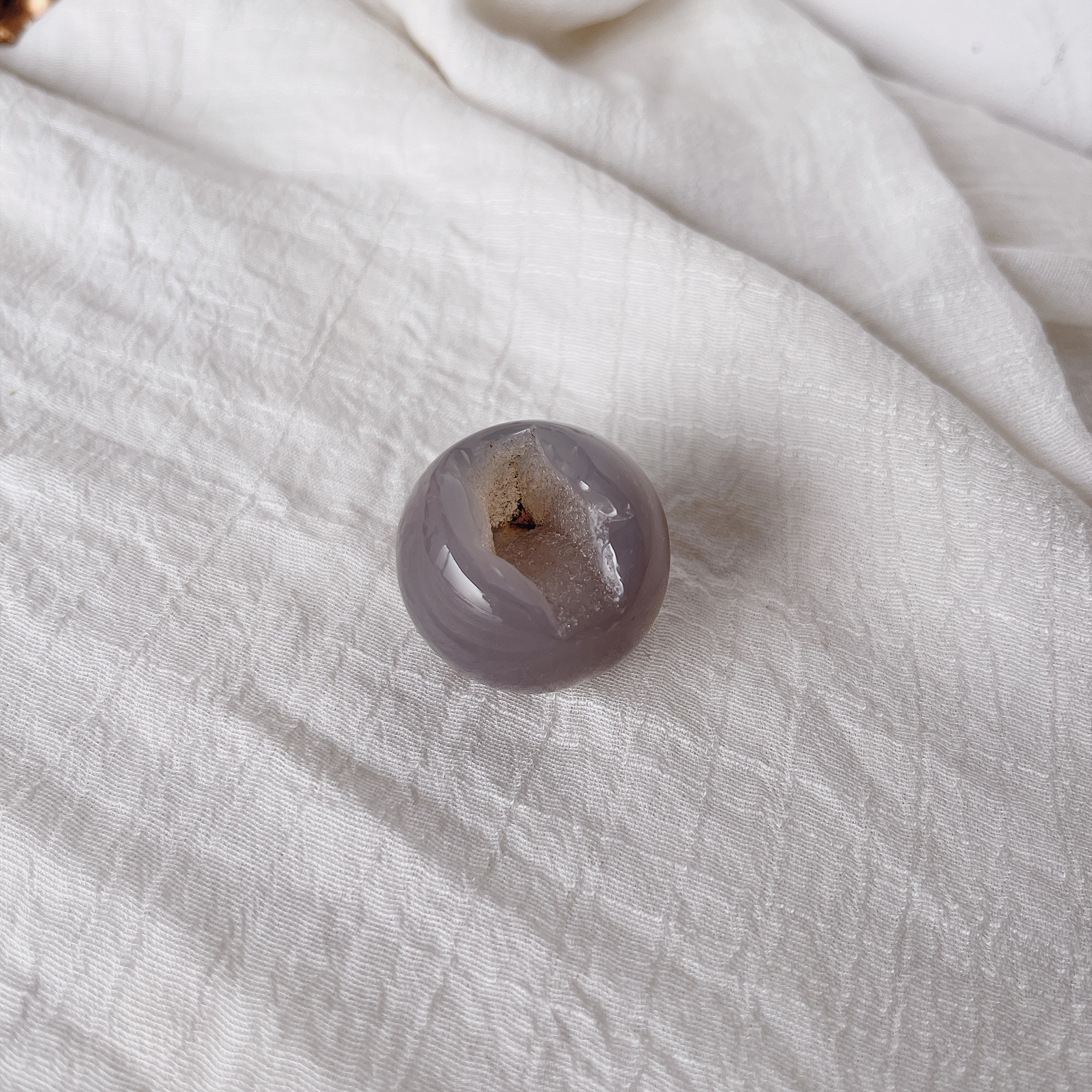 迷你開口笑灰紫櫻花瑪瑙球