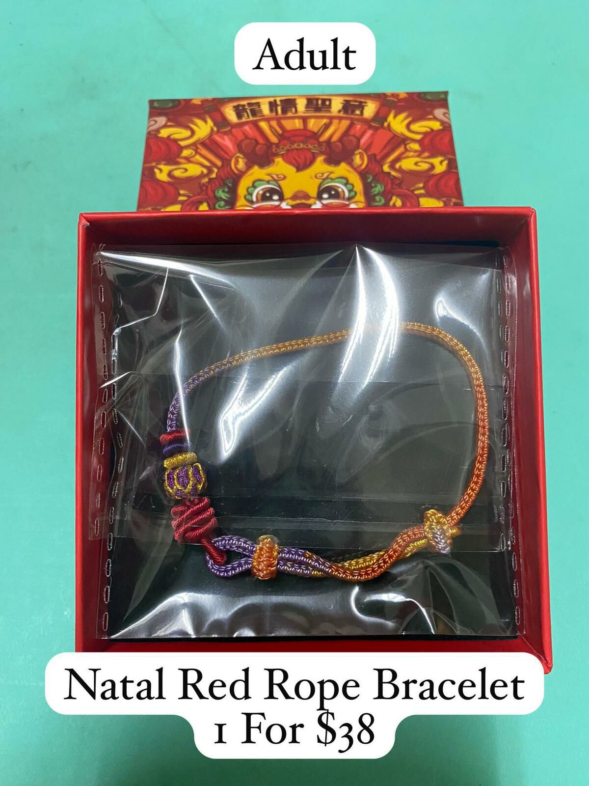 NATAL RED ROPE BRACELET ADULT $38