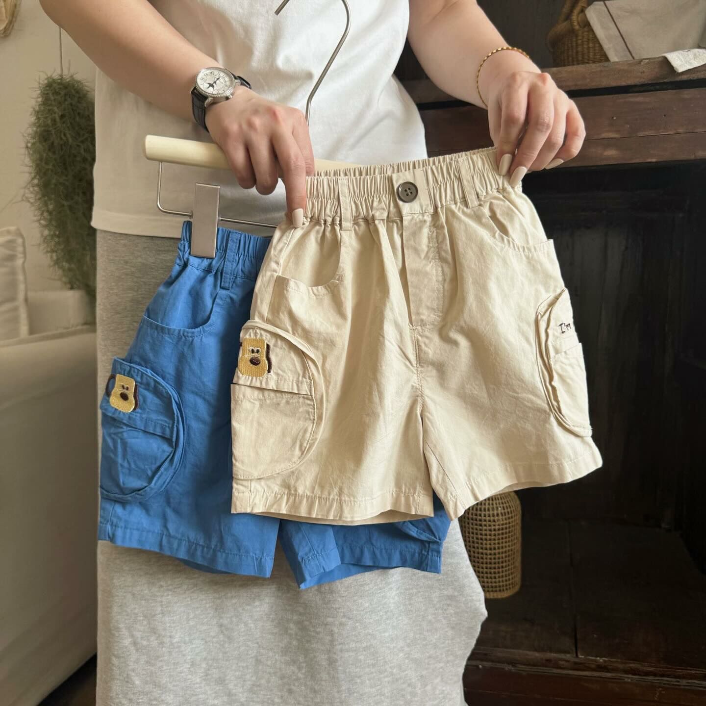 立體口袋工裝短褲