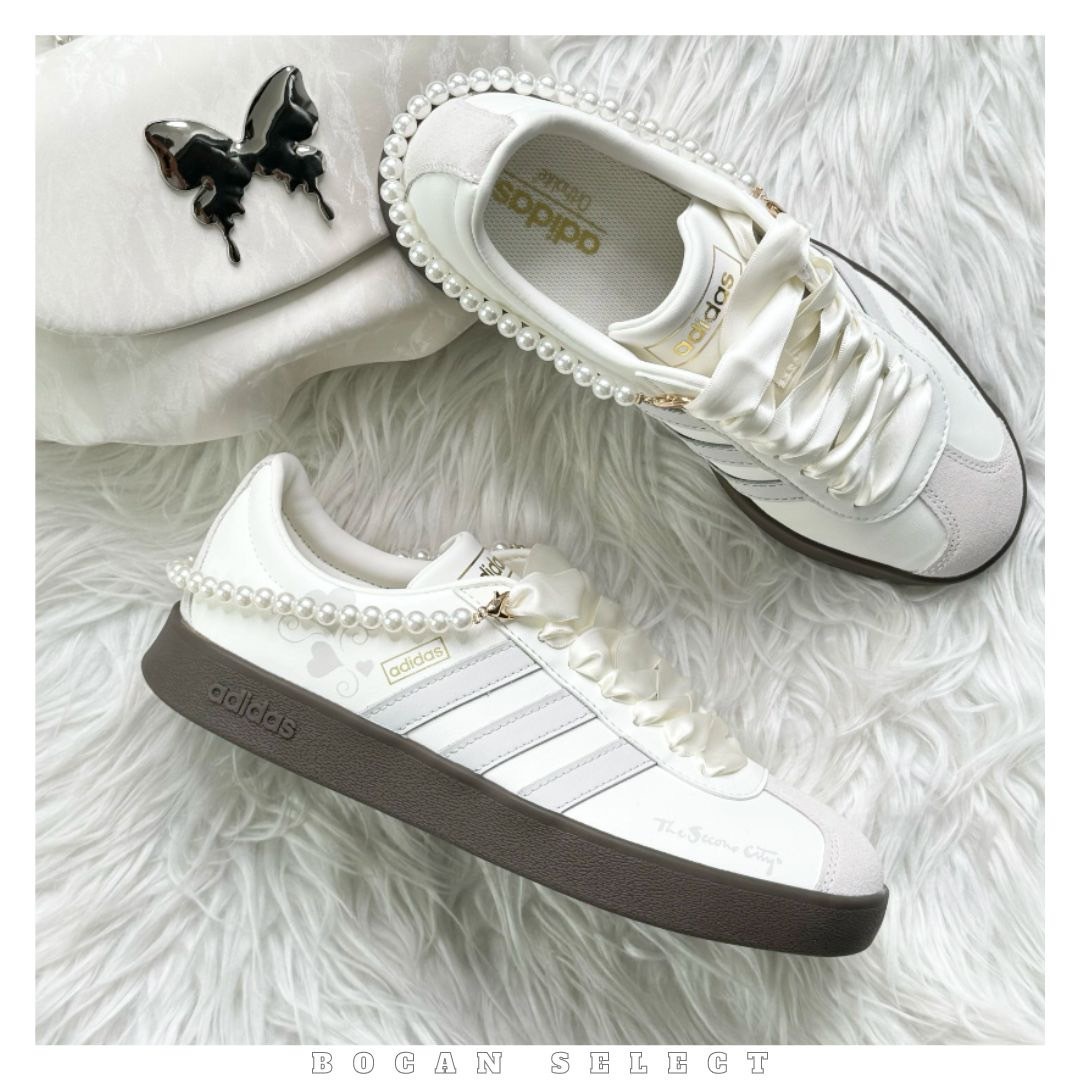 ADIDAS NEO COURT VL 芭蕾珍珠 絲綢鞋帶 JI0497(Team321-梦中圆舞曲)