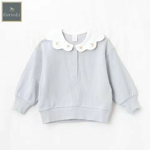 廠單  Cottoli 小木馬2024秋季立體小翅膀刺繡翻領毛圈衛衣＆包屁