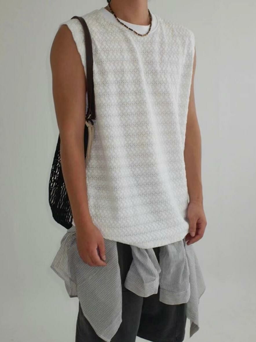 淨色暗花紋背心 VOID-039V