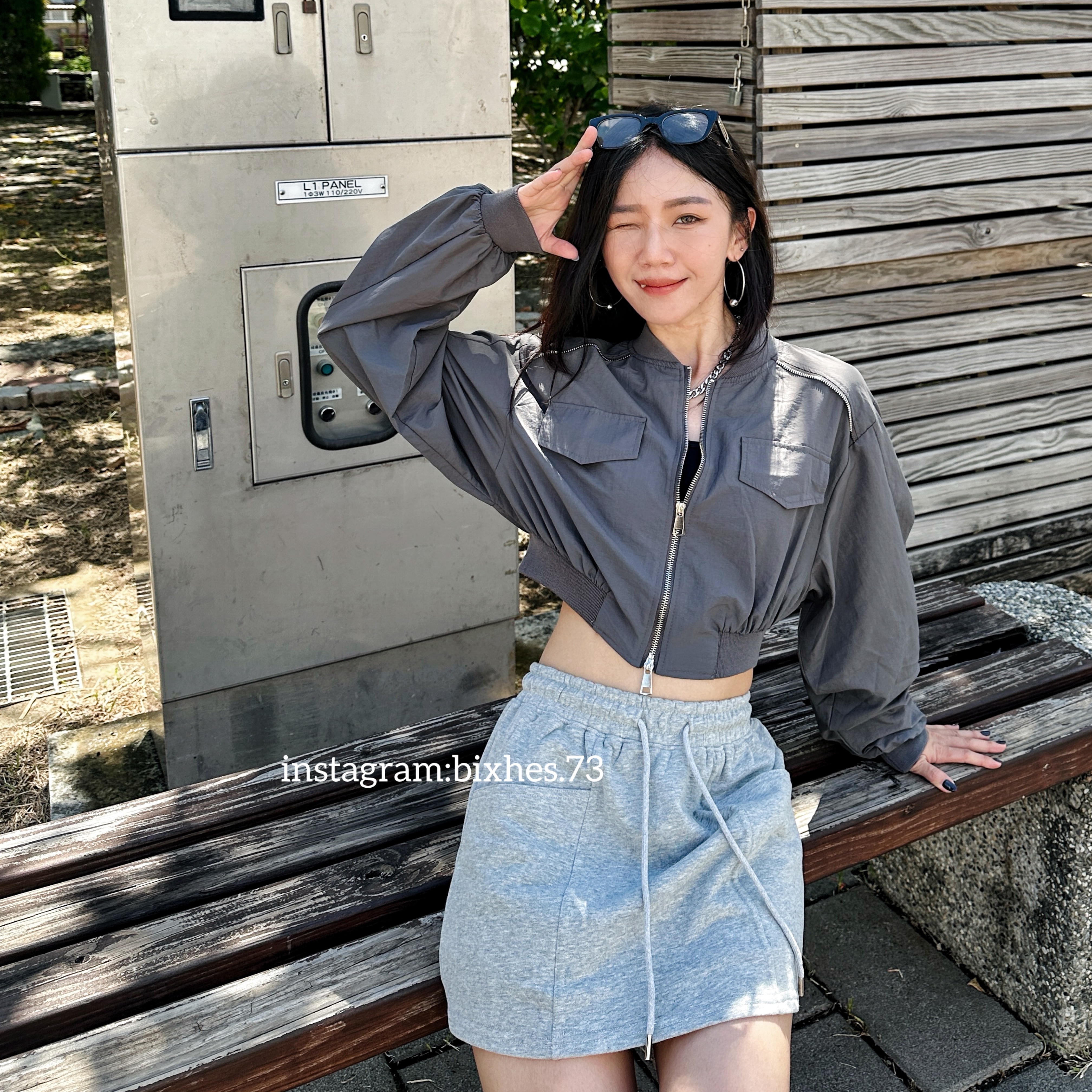 金屬雙拉鍊短版外套(F00040)