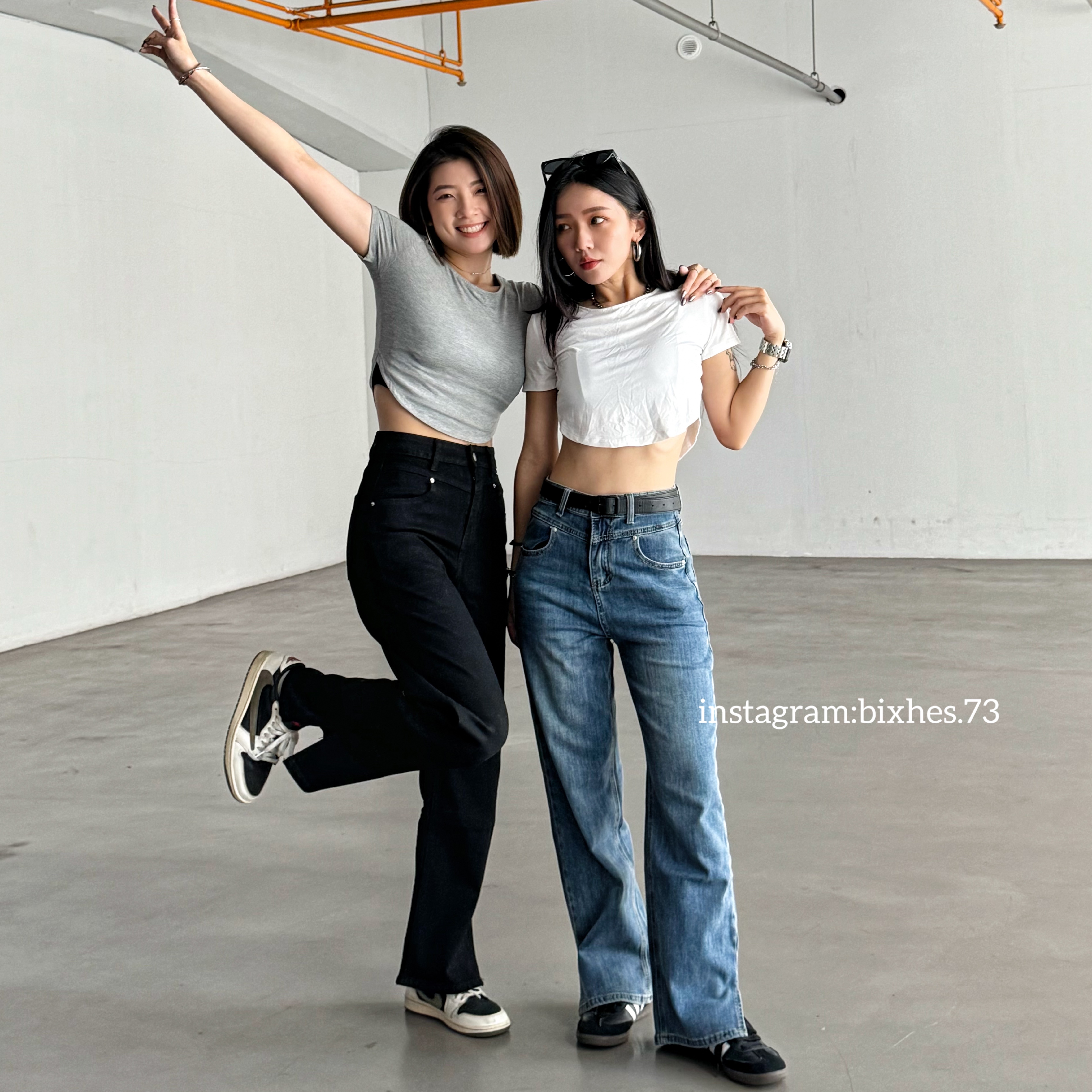 高腰彈力小開岔直筒褲(E00092)