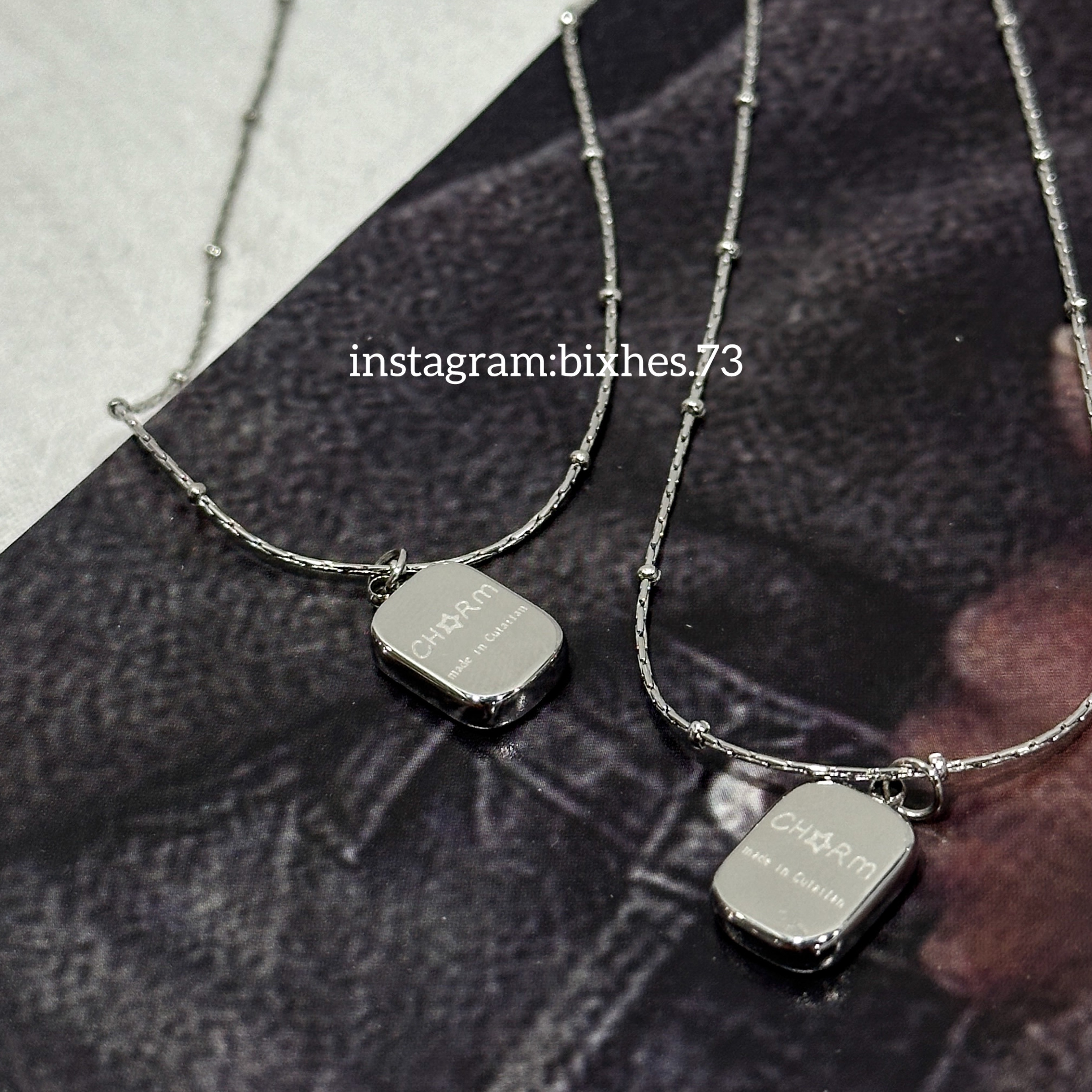 方型銀牌項鍊(K00069)