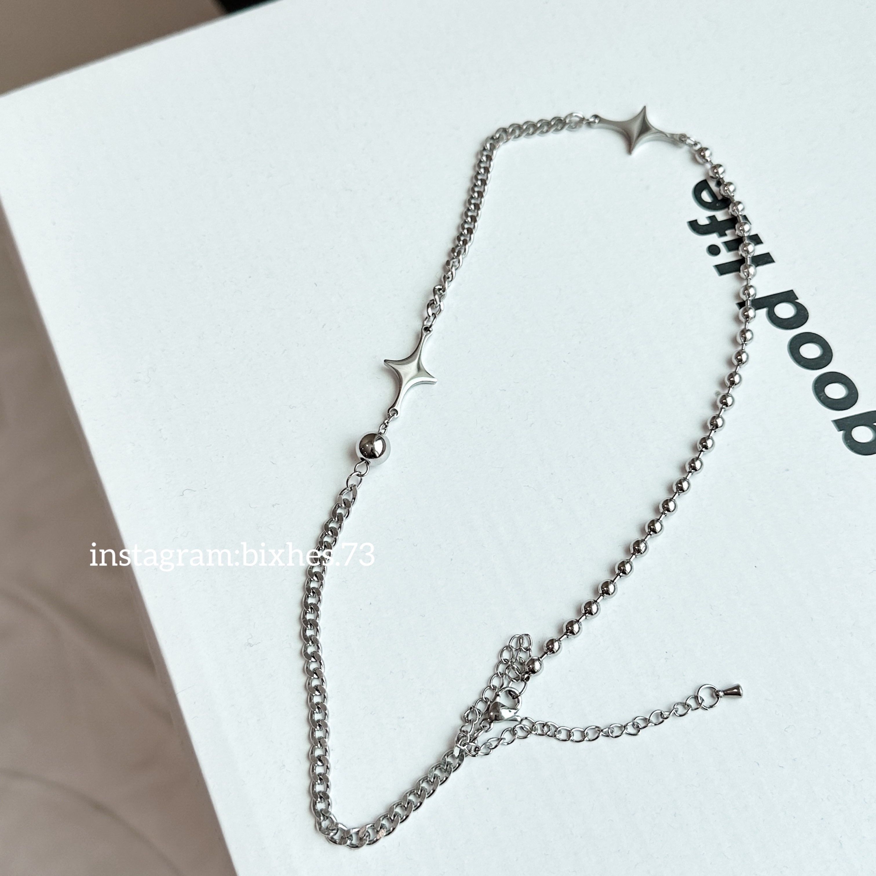 金屬圓珠拼星項鍊(K00070)