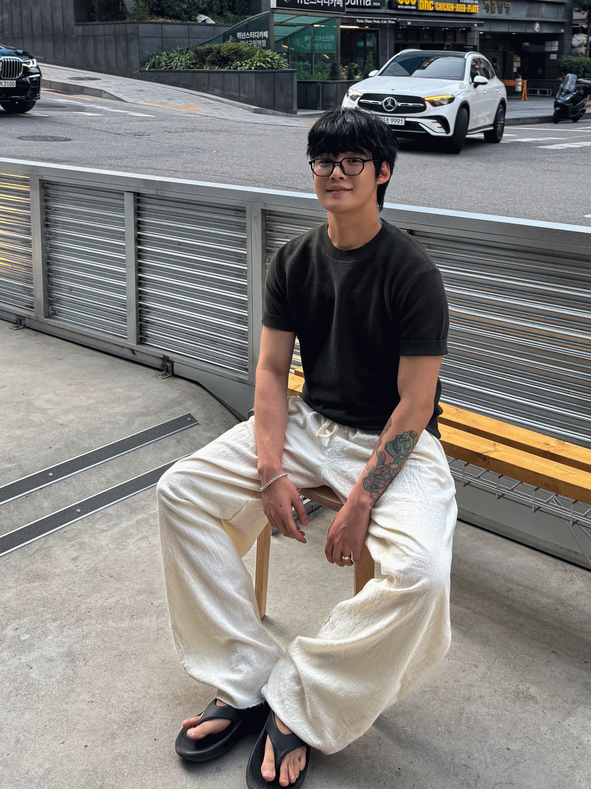 (韓國獨家特價)褶皺闊腿褲