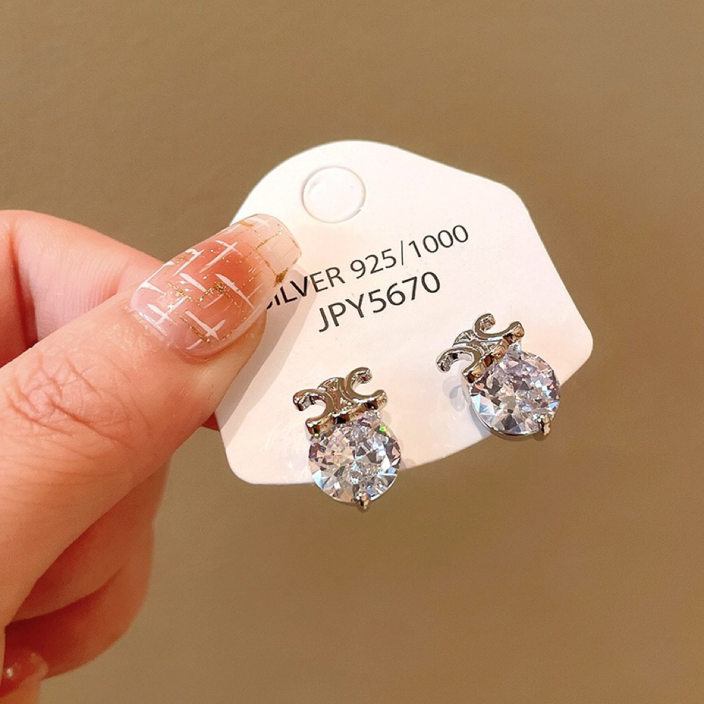 14k大鑽凱旋門 時髦立體耳釘