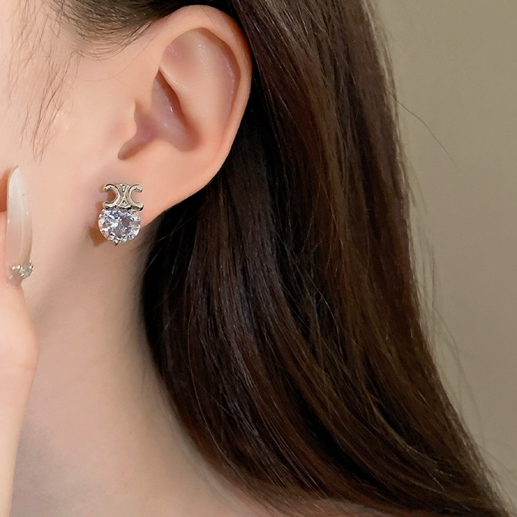 14k大鑽凱旋門 時髦立體耳釘
