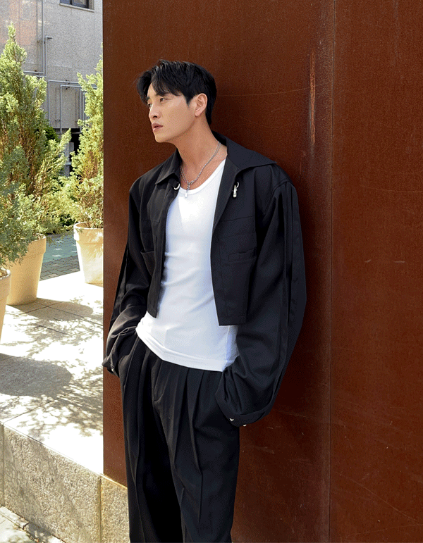 Ian短款吊帶襯衫外套