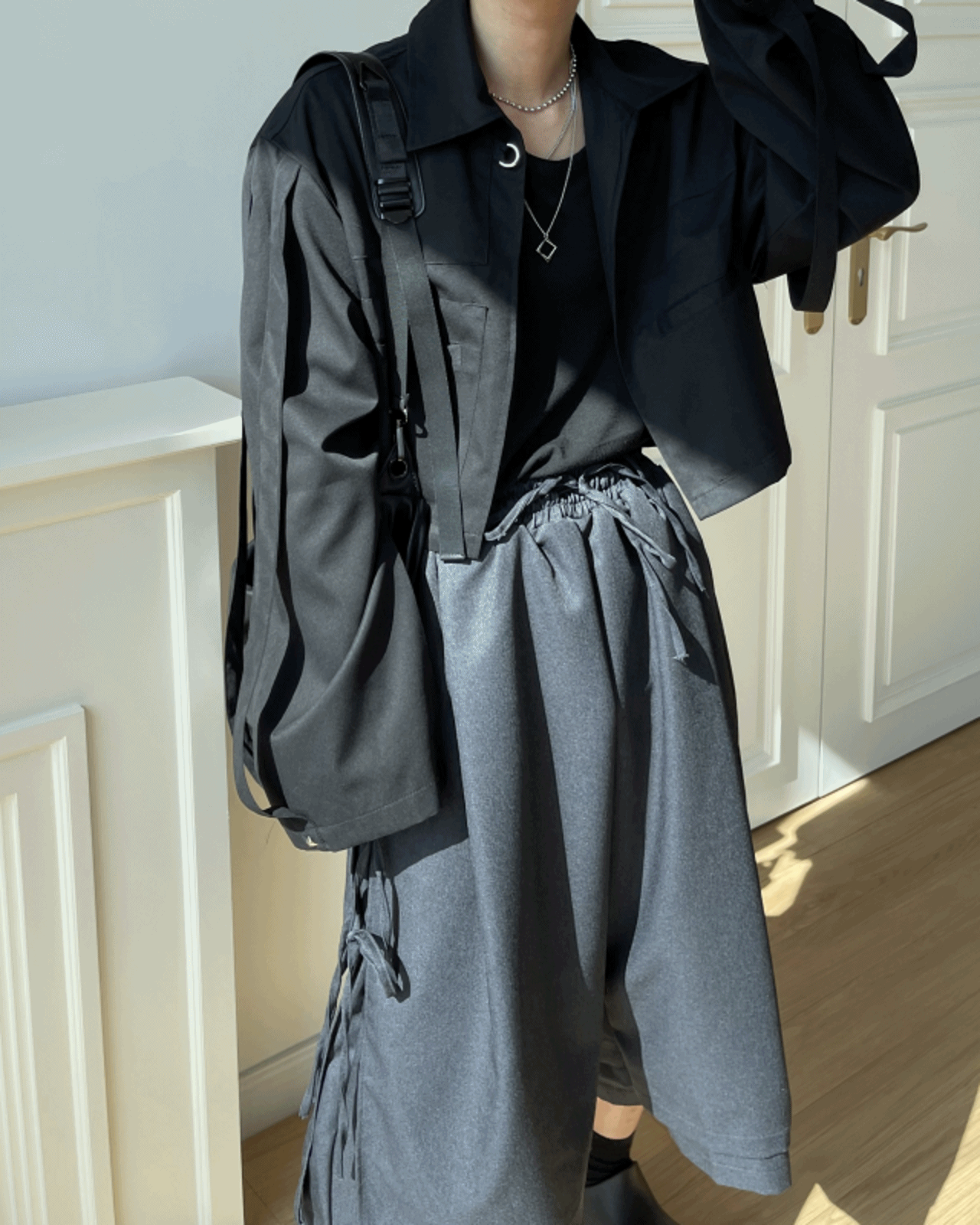 Ian短款吊帶襯衫外套