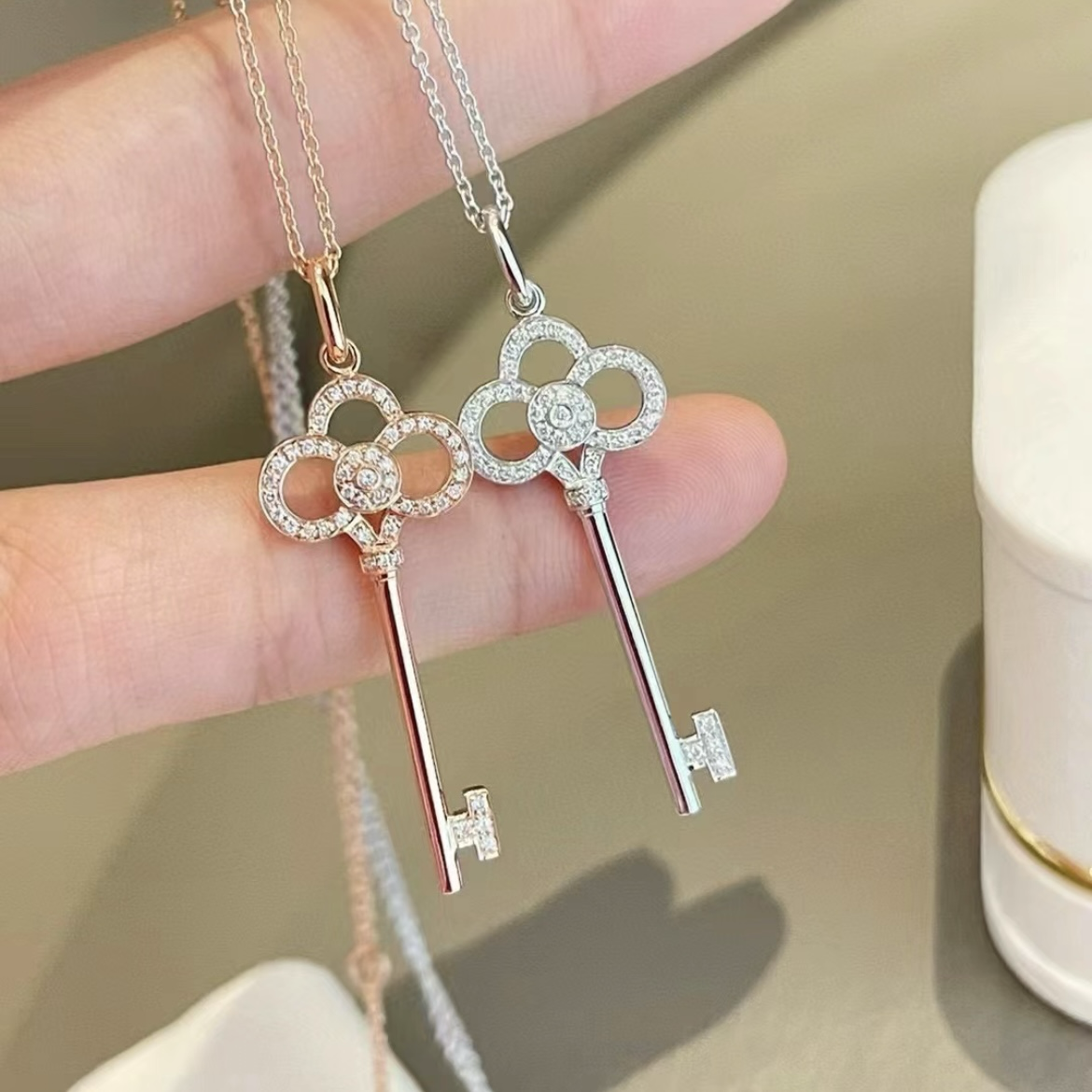 18k Ti”keys皇冠鑲鑽鑰匙定製項鍊