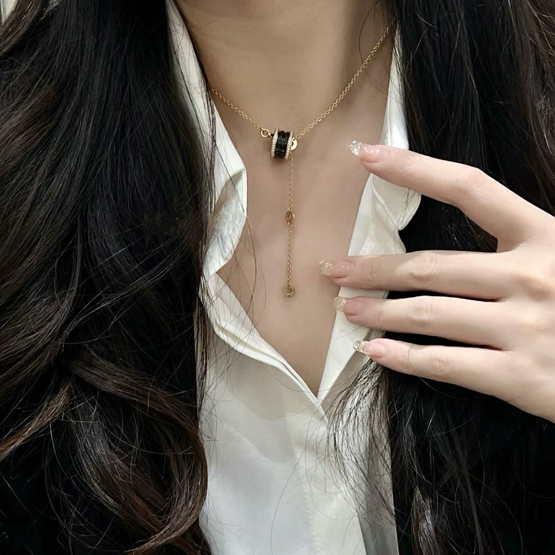 18k 經典水鑽陶瓷小蠻腰定製項鍊(大號)