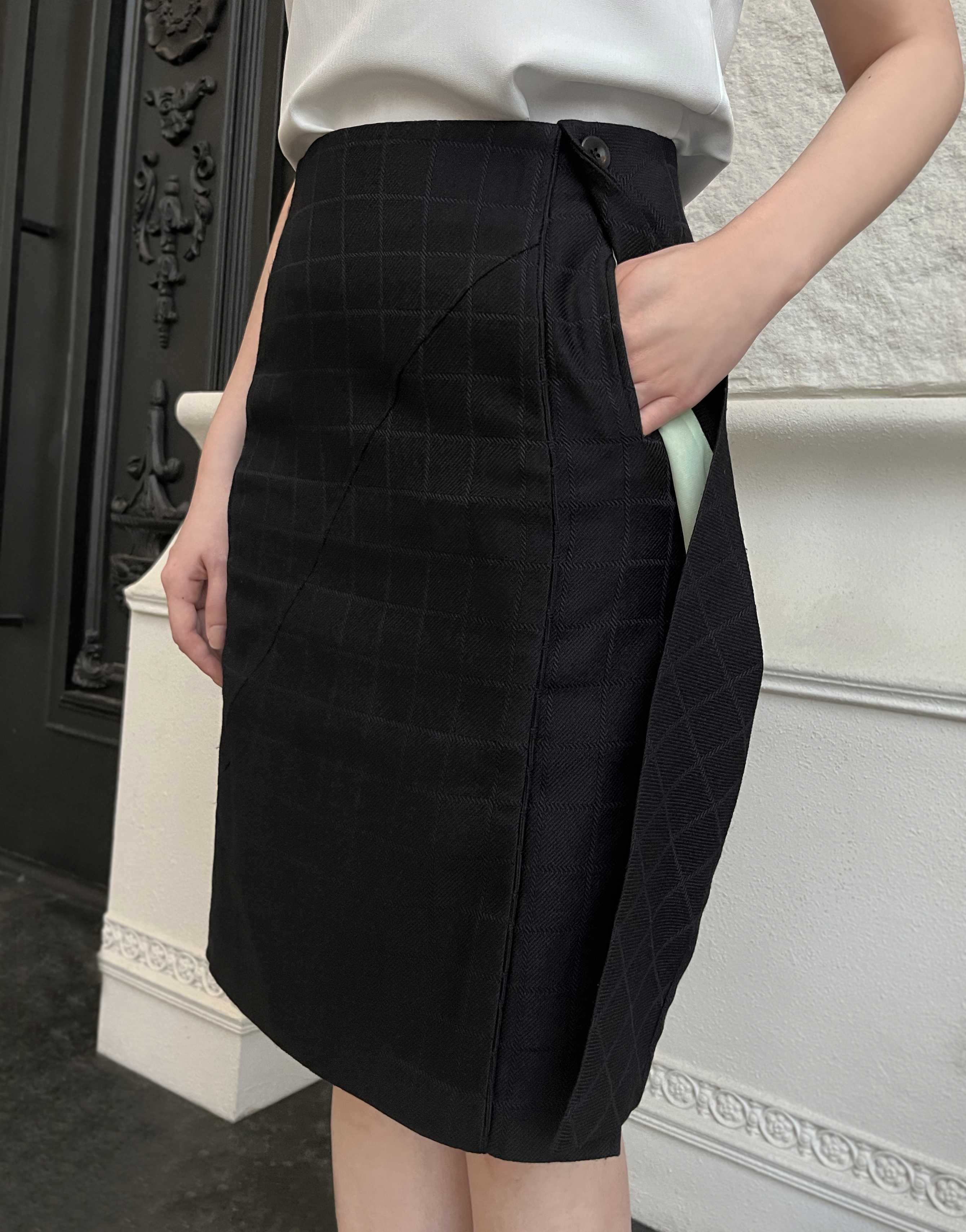 拉鍊式開叉格子裙