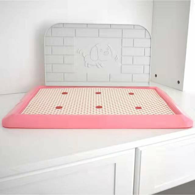 熱推1.5呎帶牆狗廁所(粉紅色 厠所尺寸：53*36.5cm 擋板長40*高25cm) 