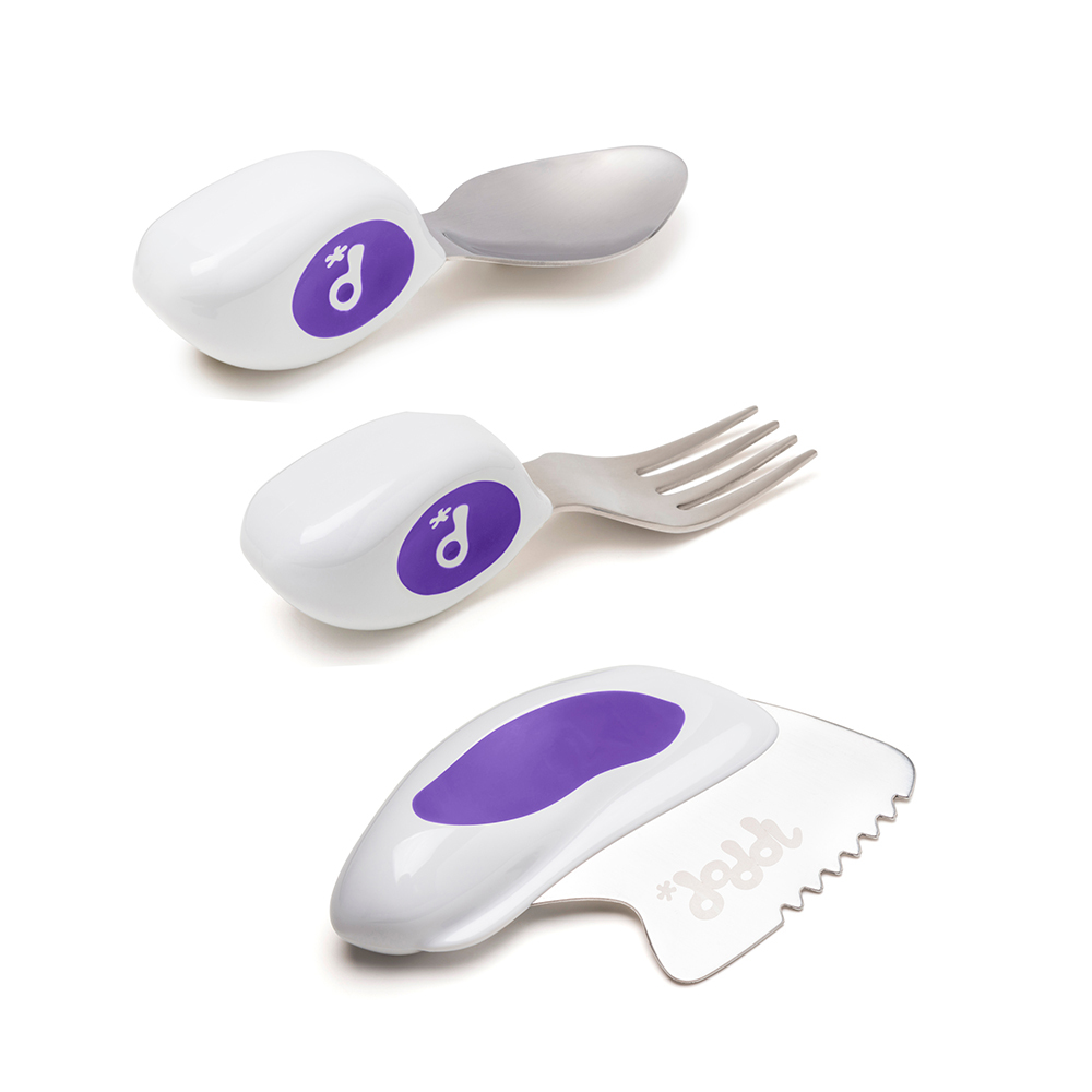【doddl】英國人體工學秒拾餐具 - 兒童學習餐具 3 件組 - 藍莓紫