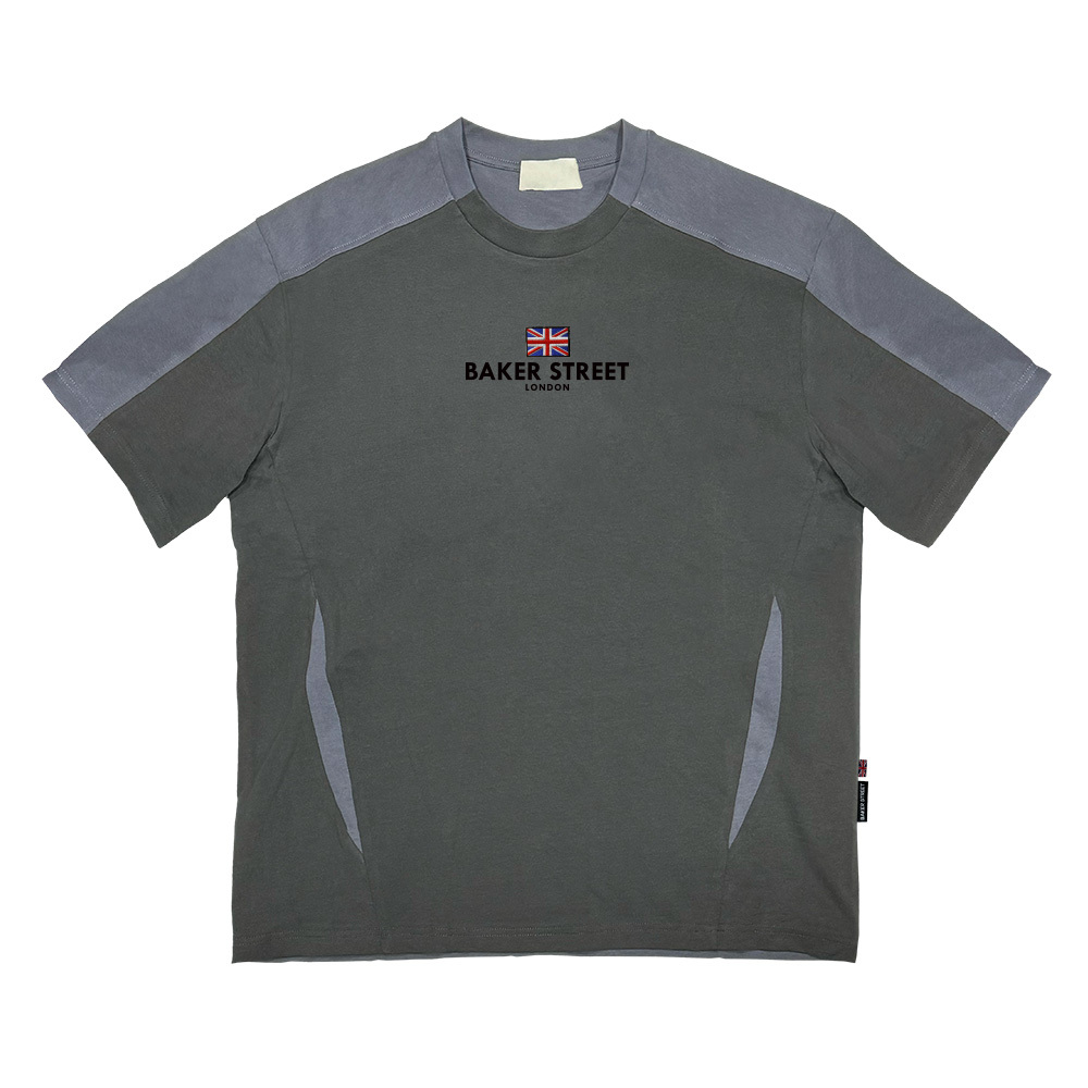 國旗刺繡兩側剪接短袖T恤