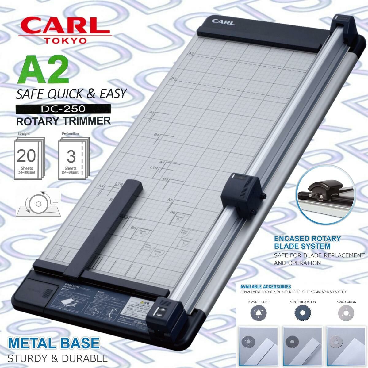 CARL - 日本 CARL A2 中型滾輪式鎅紙#DC-250機切割切紙機《香港行貨》- 1 部
