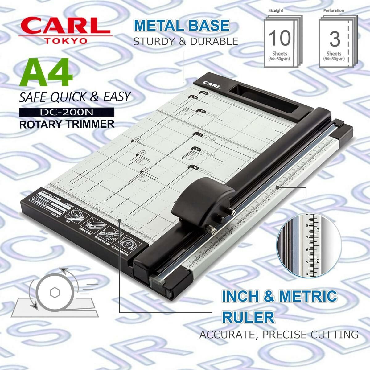 CARL - 日本 CARL A4 便攜滾輪式鎅紙機#DC-200N切割切紙機《香港行貨》- 1 部