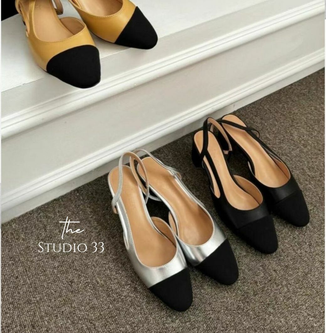 復古粗跟小香風包頭涼鞋(羊皮)