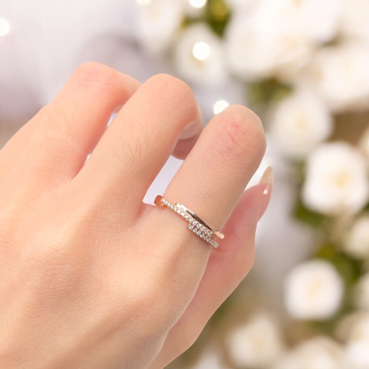 【14K玫瑰金 鑽石女戒】