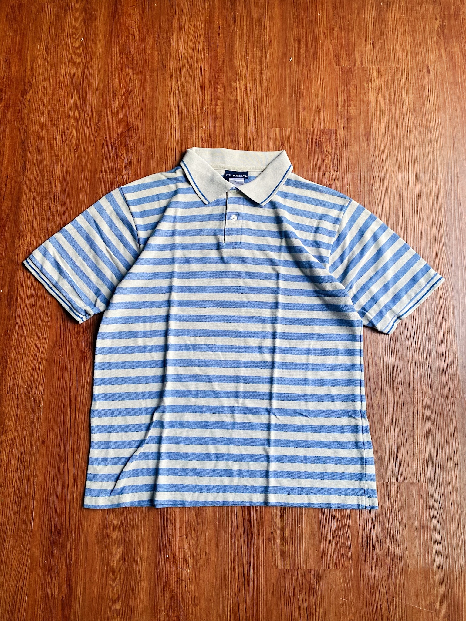 Vintage POLO Shirt/古著80-90s USA 藍條紋POLO 衫