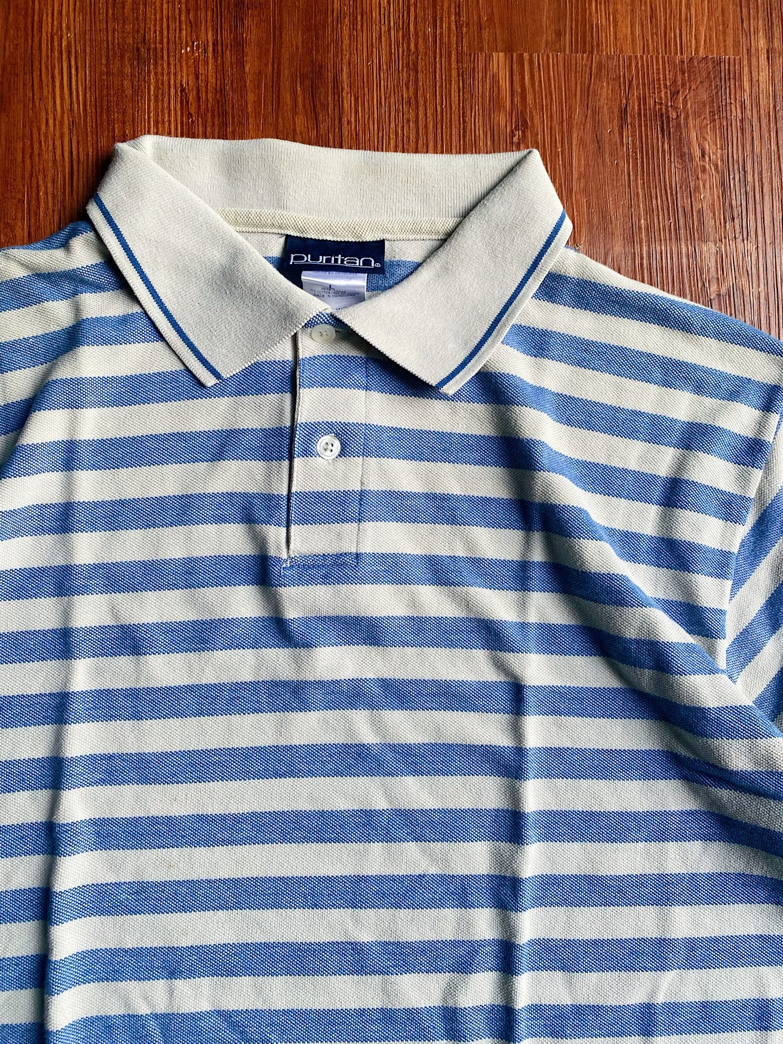 Vintage POLO Shirt/古著80-90s USA 藍條紋POLO 衫