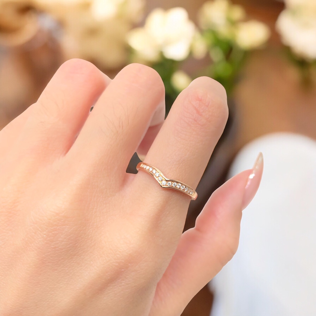 【14K玫瑰金 鑽石女戒】