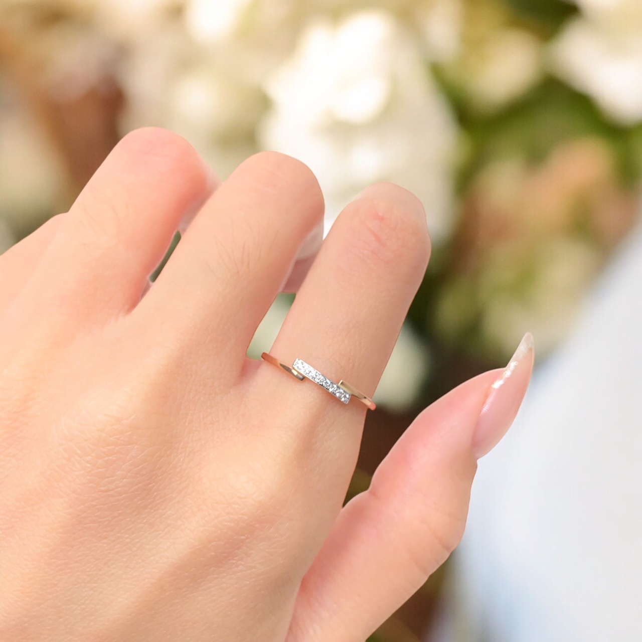 【14K雙色K金/玫瑰金白金 鑽石女戒】