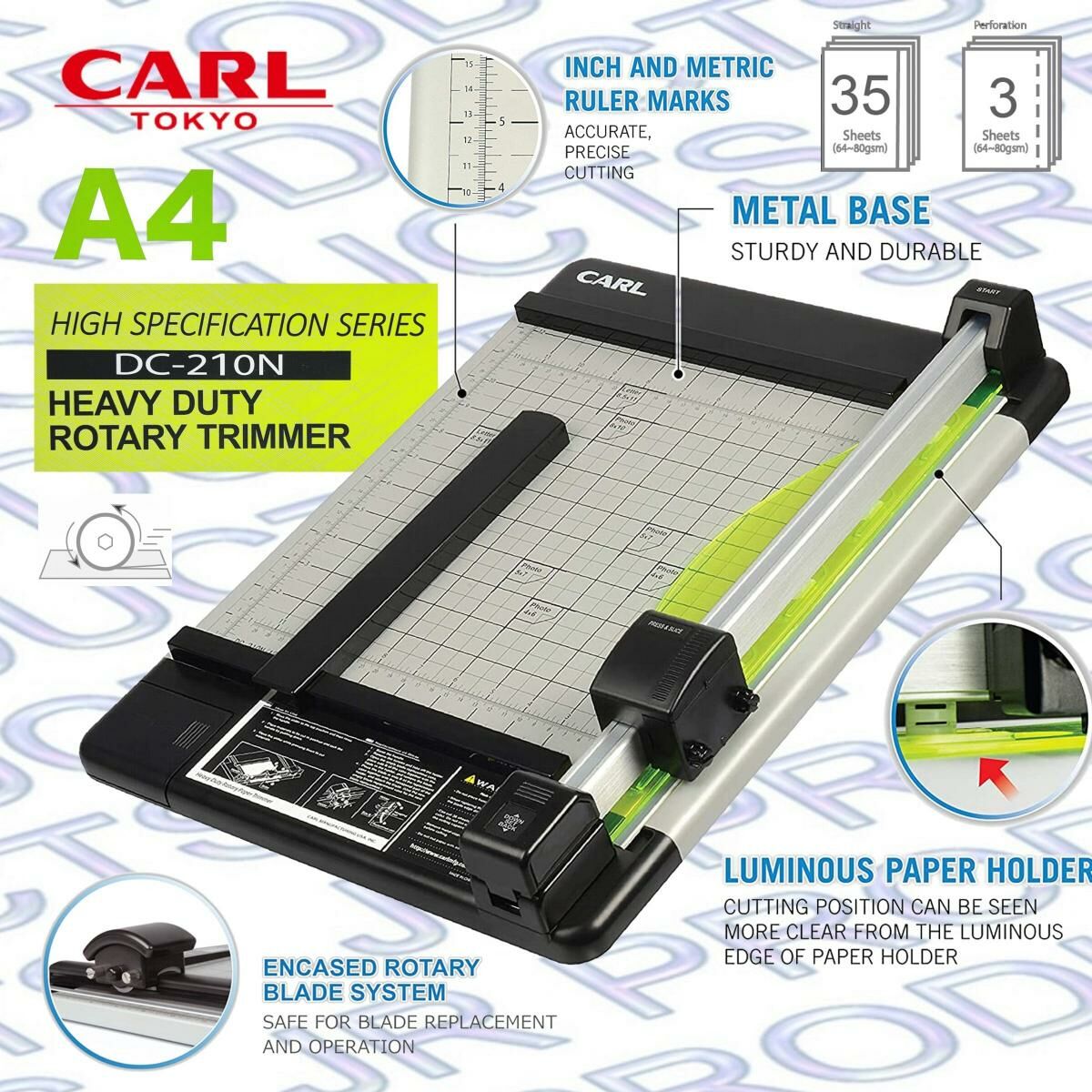 CARL - 日本 CARL A4 重型滾輪式鎅紙#DC-210N機切割切紙機《香港行貨》- 1 部