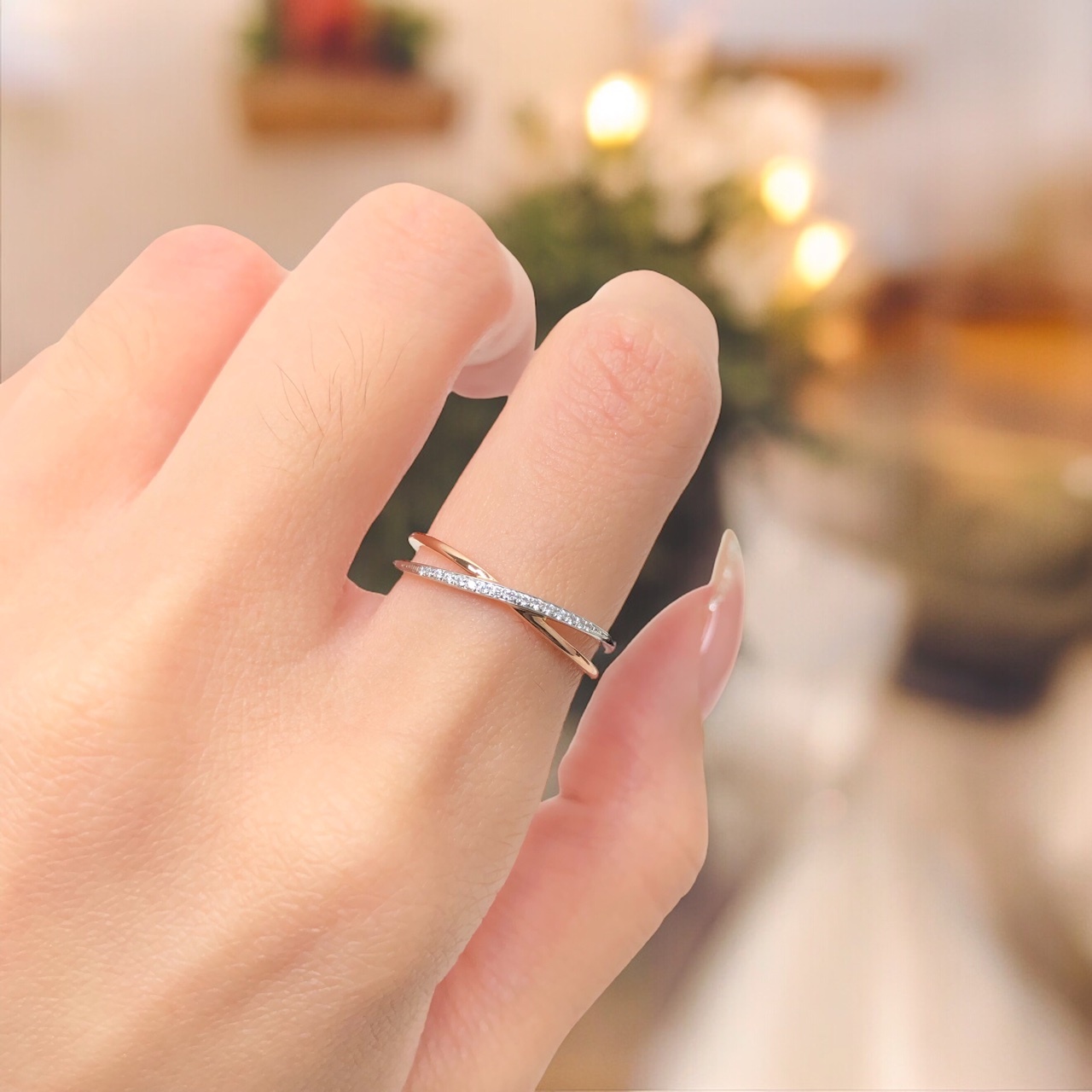 【14K雙色K金/玫瑰金白金 鑽石女戒】