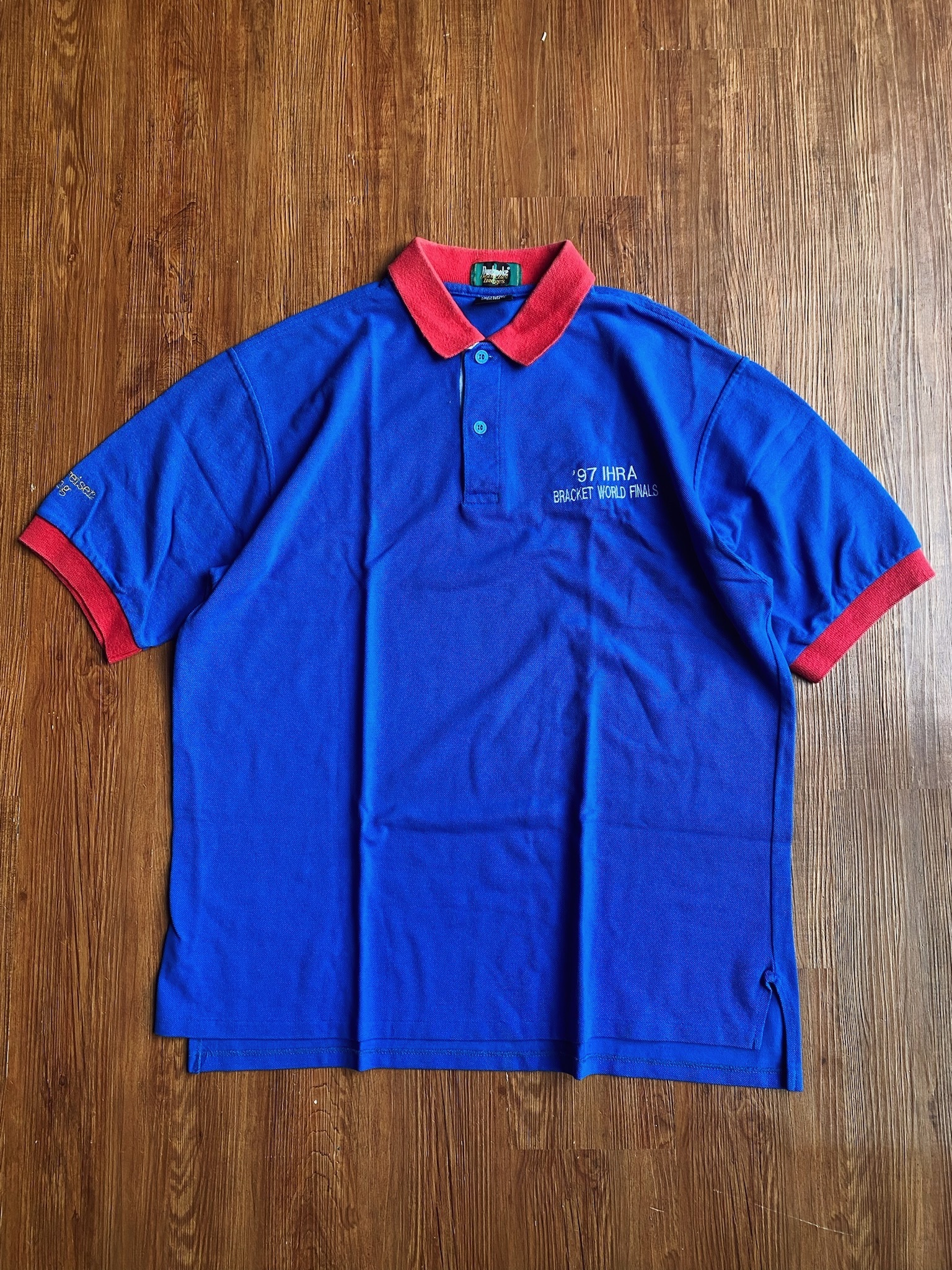 Vintage POLO Shirt/古著80-90s USA Norwalk Raceway Park藍紅POLO 衫