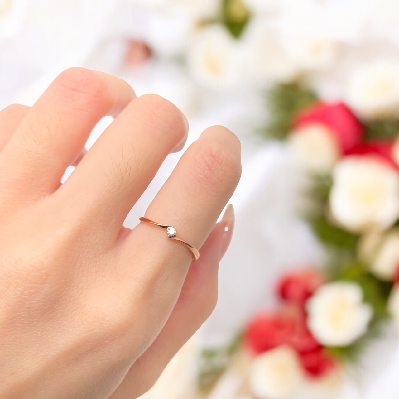 【14K玫瑰金 鑽石女戒】