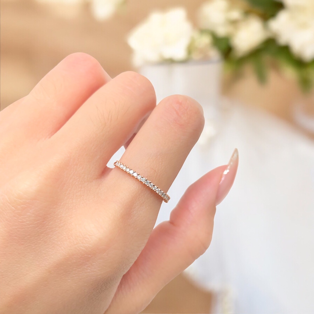 【14K玫瑰金 鑽石女戒】