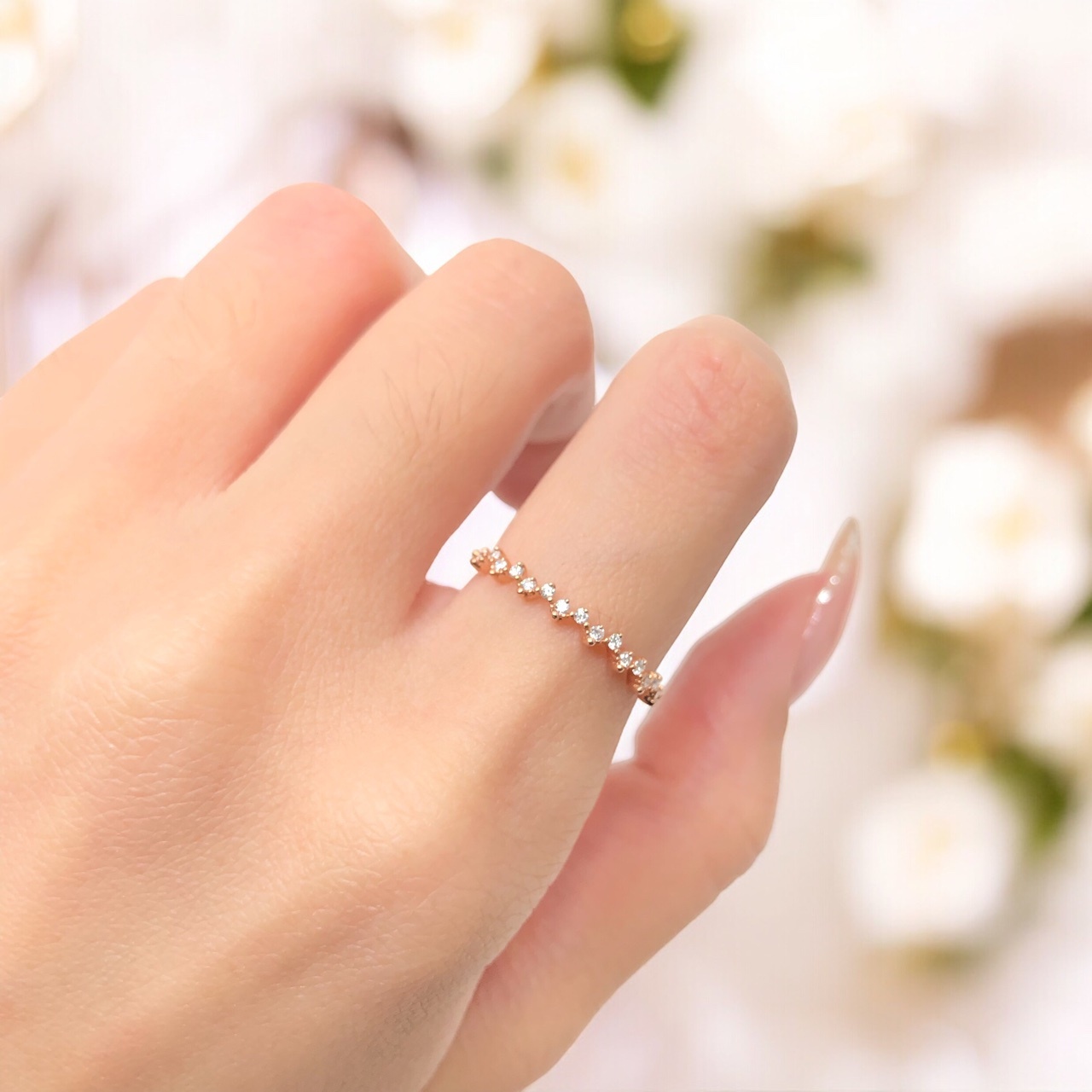 【14K玫瑰金 鑽石女戒】