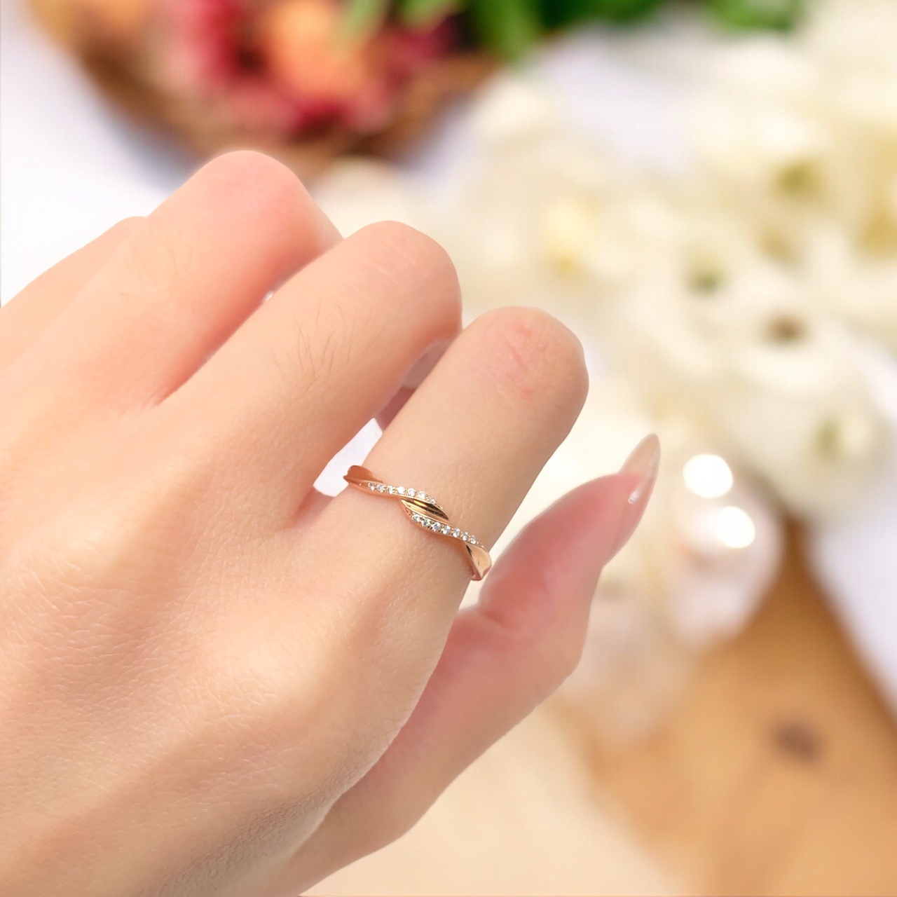 【14K玫瑰金 鑽石女戒】