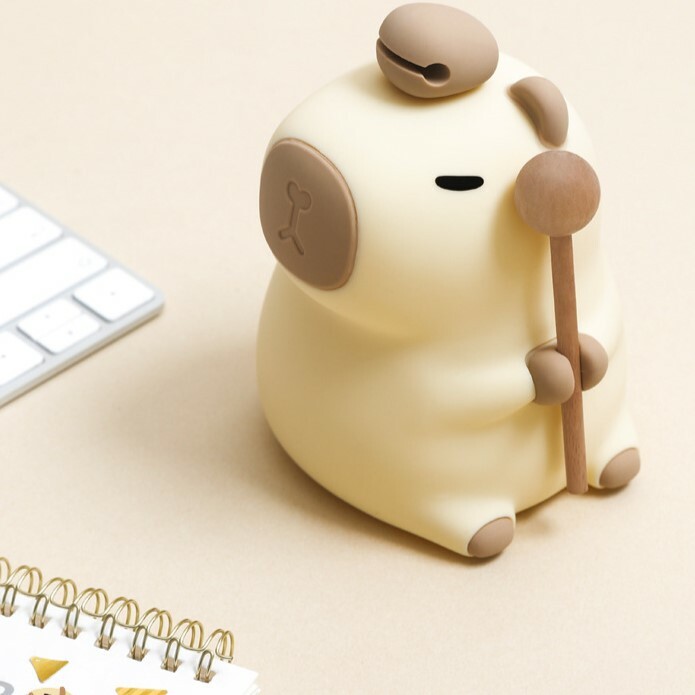 《4442》敲木魚卡皮巴拉矽膠拍拍小夜燈