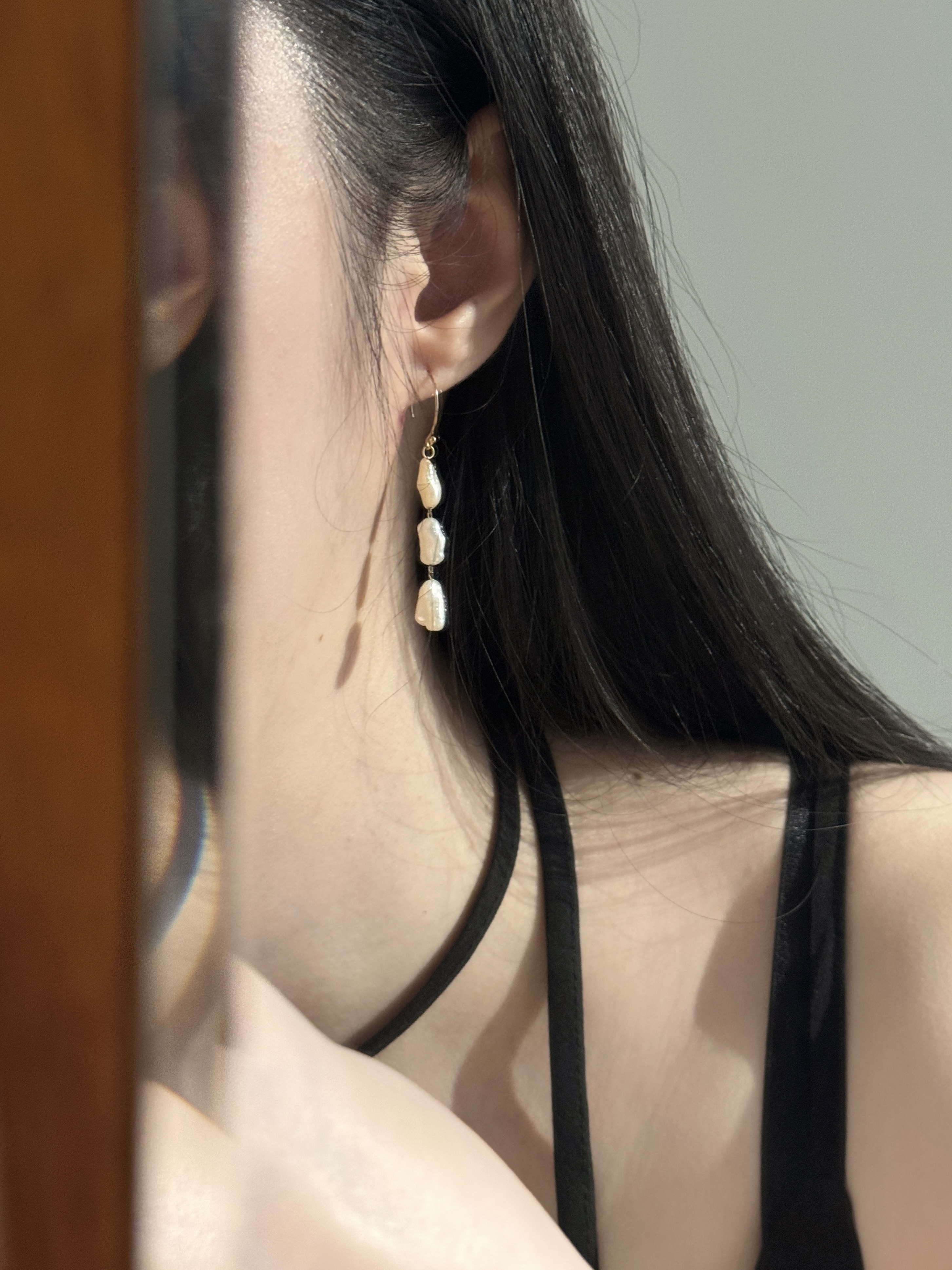 小巴洛克珍珠串串耳環