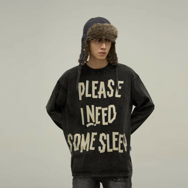 Hot Recommended Retro Distressed Thin Long Sleeves [Black M-XL Sizes, confirm the shipping size with customer service after placing the order]
