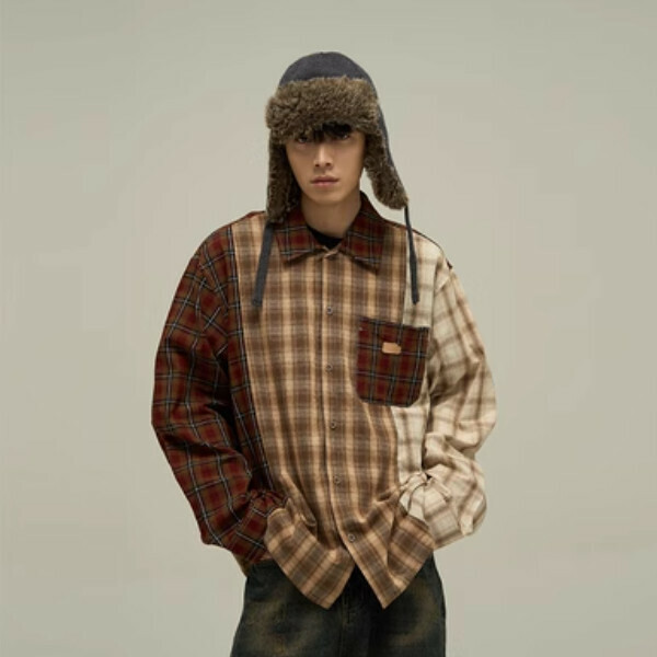 Hotly recommended spliced ​​plaid handsome polo shirt [plaid M-2XL size, confirm the delivery size with customer service after placing the order]