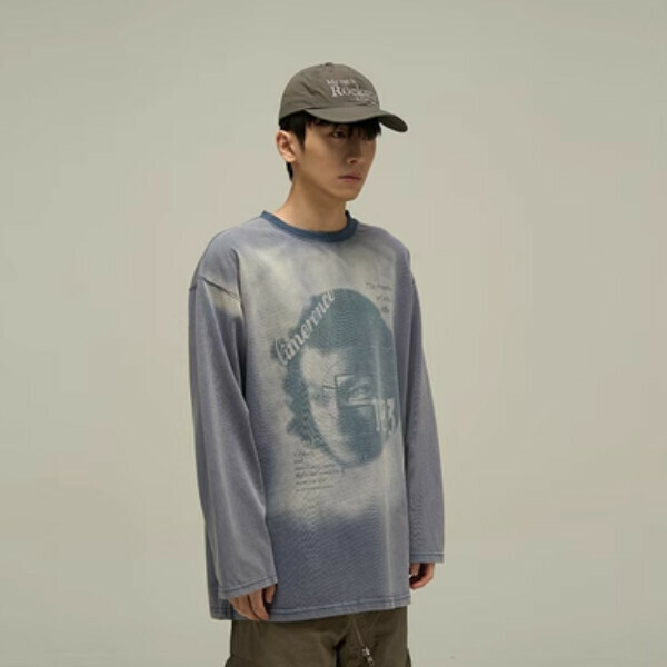 Hotly recommended tie-dye long-sleeved thin sweatshirt from street gangsters [Blue S-XL sizes, please confirm the delivery size with customer service after placing the order]