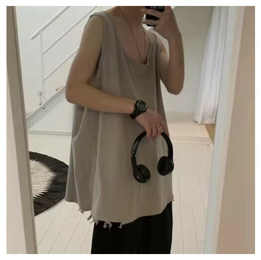 Hot recommended sports sleeveless T-shirt [grey] (size: S-3XL) (please contact customer service to confirm the delivery size after placing the order)