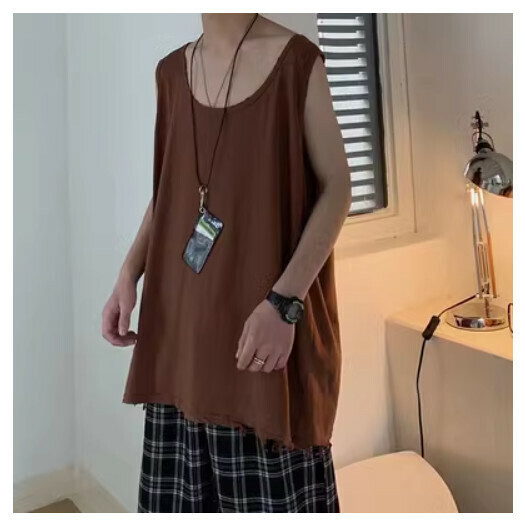 Hot recommended sports sleeveless T-shirt [brown] (size: S-3XL) (please contact customer service to confirm the delivery size after placing the order)